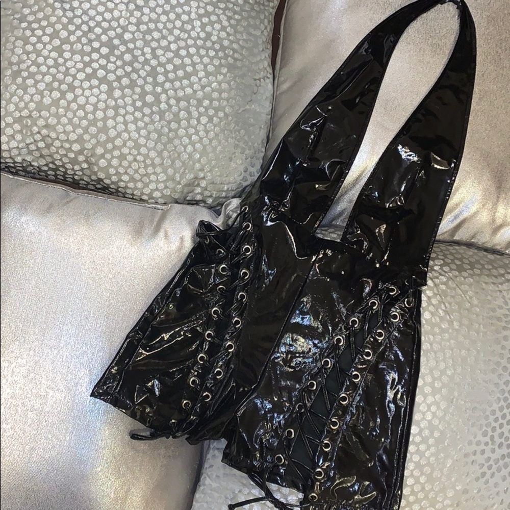 Black leather romper